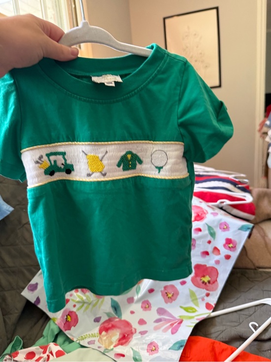 Sew Magnolia Other - Kids Green Smocked Tee with Masters Playful Motif